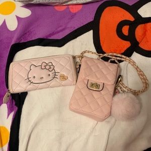 Hello kitty quilt wallet + pink bag